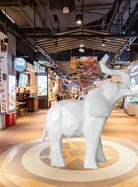 玻璃钢切面大象摆件抽象动物几何造型雕塑公园林商场迎宾门口装饰