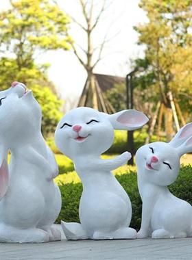 玻璃钢卡通兔子雕塑户外花园商场楼盘校园景观装饰品兔子摆件