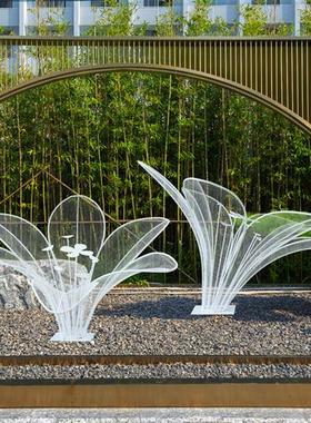 不锈钢镂空花朵雕塑户外植物草坪玫瑰花蘑菇摆件创意景观美陈装饰