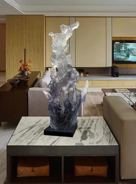 抽象太湖石摆件透明树脂雕塑艺术品酒店别墅家居入户玄关门厅装饰