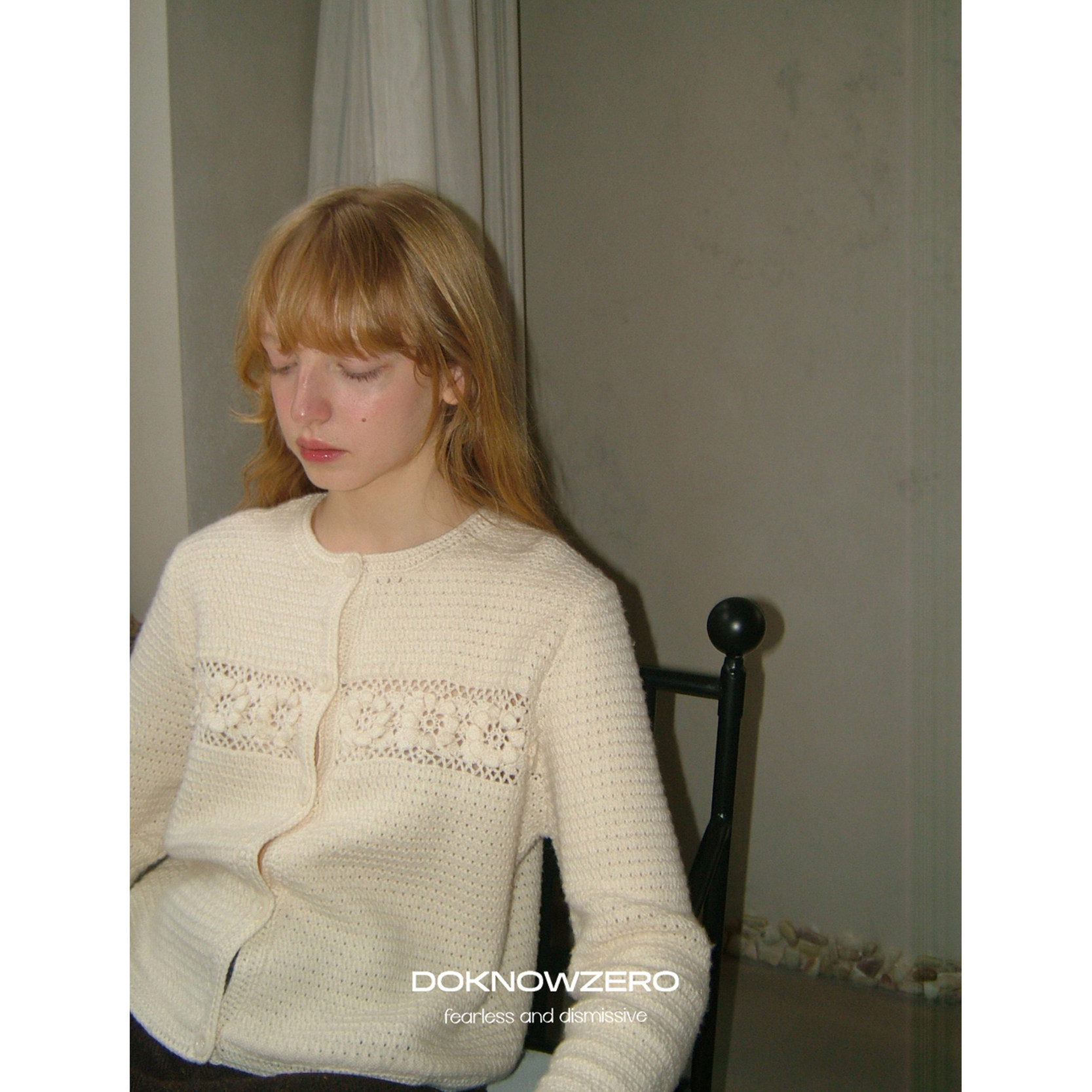 DKZ  杏色针织开衫外套女秋冬新款宽松重工镂空立体钩花上衣,淘宝优惠券,粉丝福利购,淘宝优惠卷