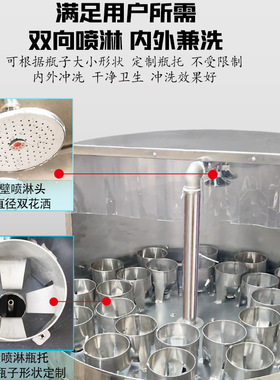 厂家直供瓶子冲洗设备玻璃瓶清洗不锈钢冲瓶机半酒瓶自动冲瓶机