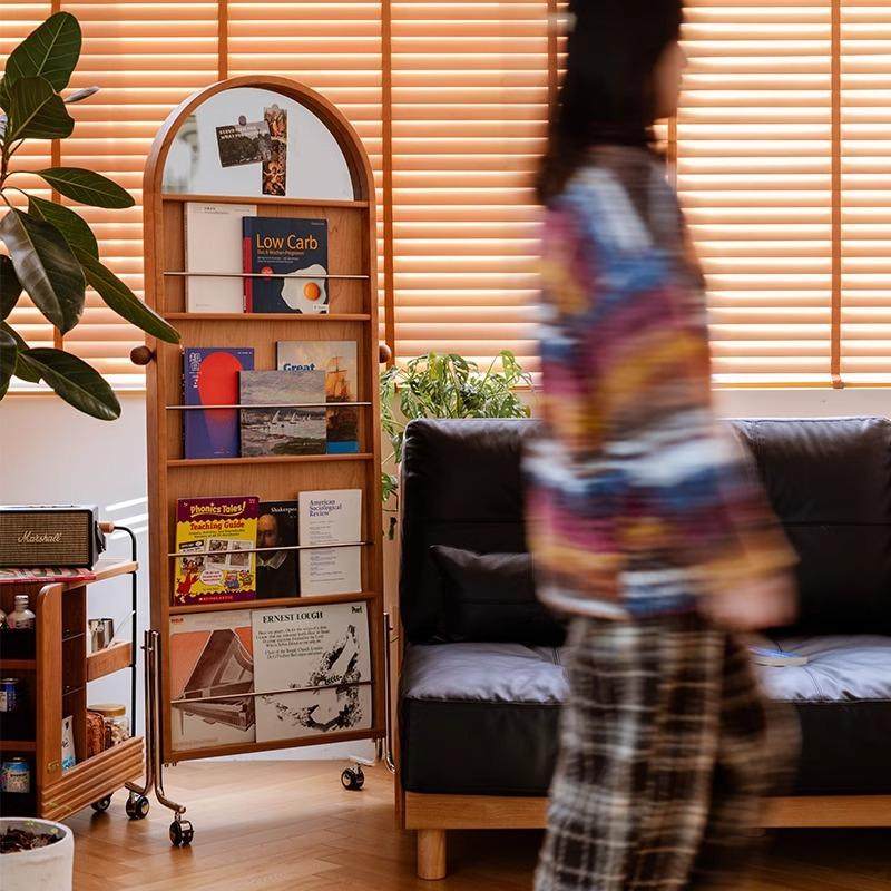 复古落地全身镜家用创意杂志书报置物架中古可移动实木试穿衣玄关,淘宝优惠券,粉丝福利购,淘宝优惠卷