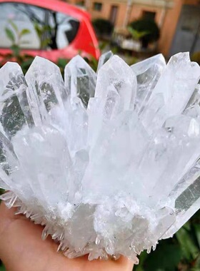 天然白水晶簇原石摆件手链消磁石家居办公室新家装饰送礼摆件