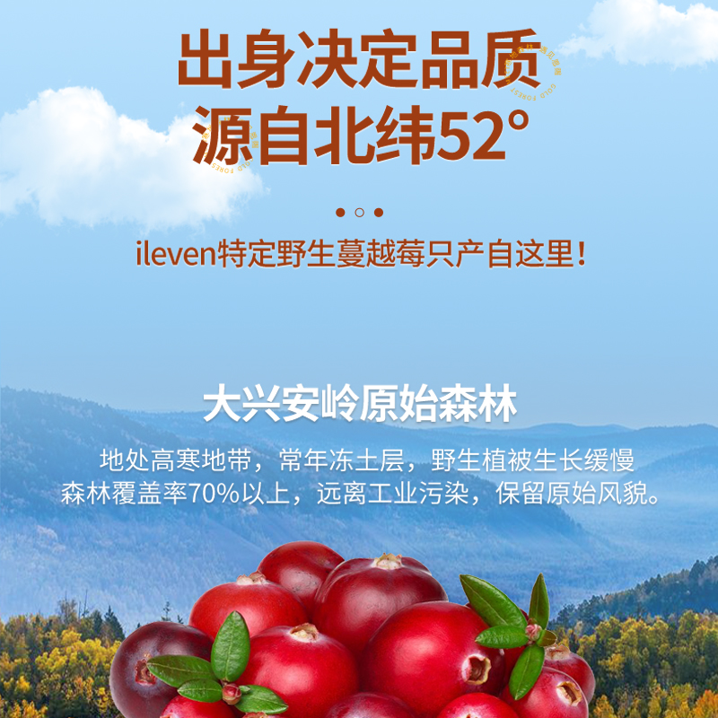 ILEVEN100%野生蔓越莓原浆大兴安岭纯植物无添加孕妇瓶装100ml*8-图1