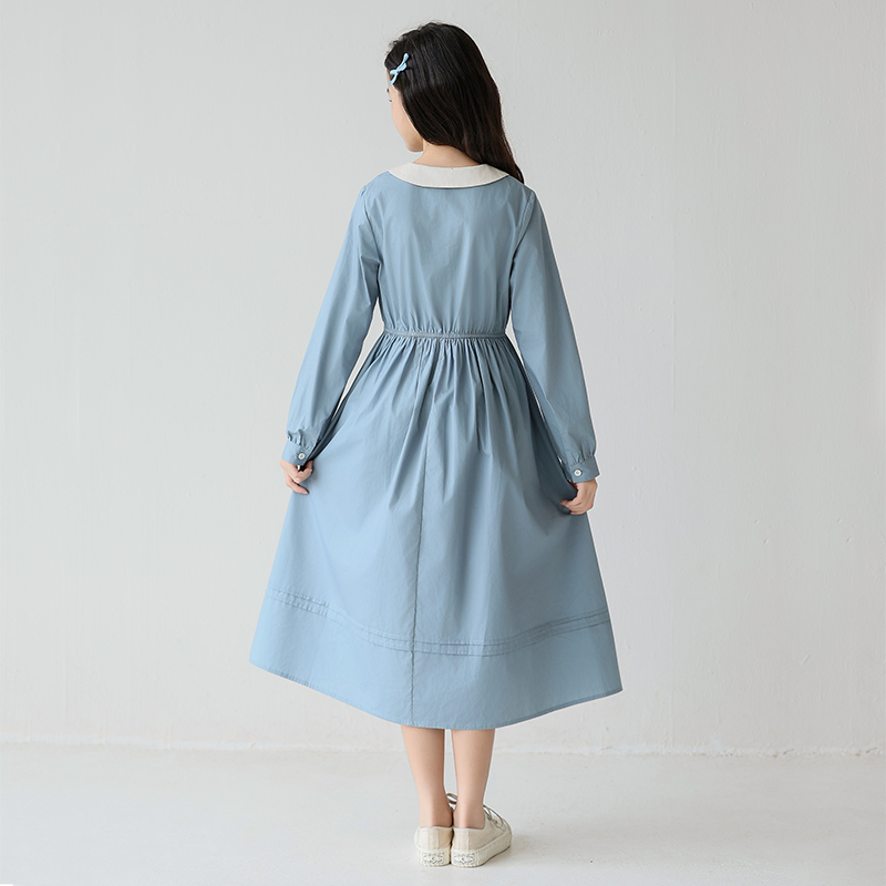 女童秋季长袖连衣裙2025新款中大童韩版收腰简约裙子女孩百搭长裙 - 图3