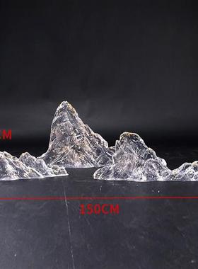 透明树脂假山金箔摆件会所售楼处别墅桌面装饰软装山形雕塑装饰品