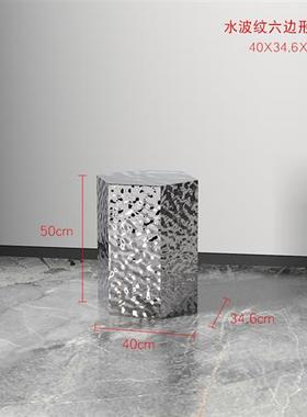 现代轻奢水波纹不锈钢酒店售楼部会所服装店雕塑台展示台落地摆件