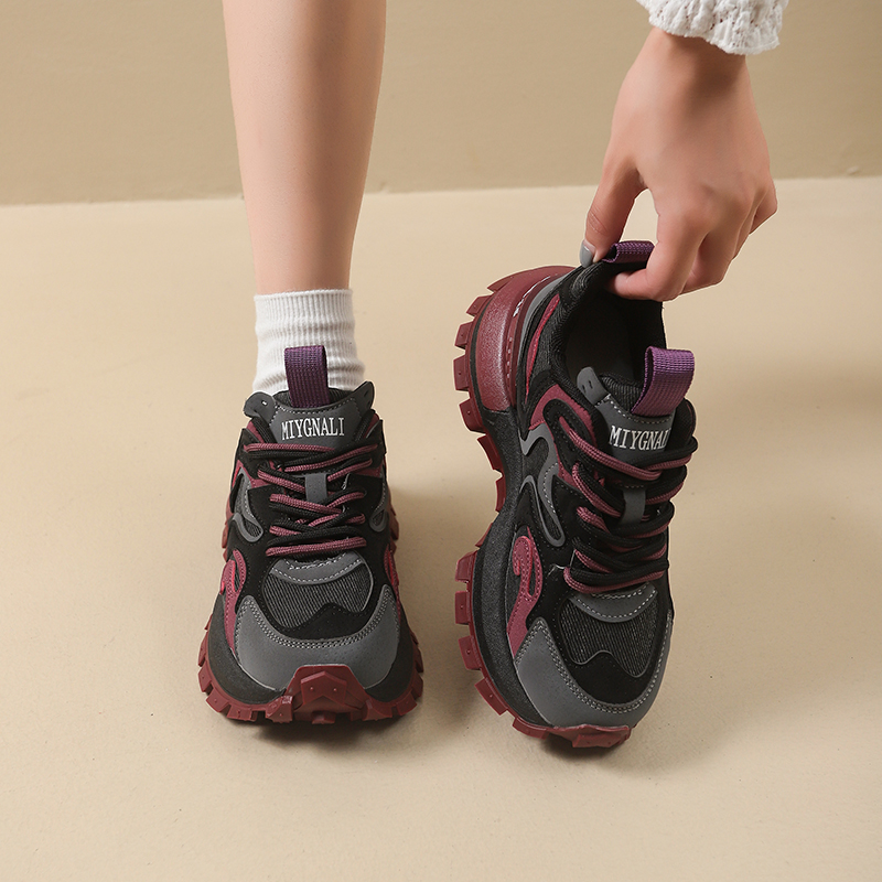 小众爆款老爹鞋女2025秋季新款百搭厚底轻便休闲运动鞋增高阿甘鞋 - 图1