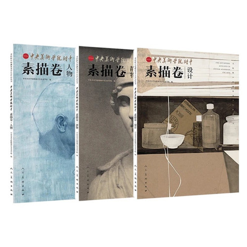 中央美术学院附中素描卷丛书3册 静物人物设计基础造型 艺考美术生教材 石膏大范本几何中考高级仲明亮美院附中校藏优秀学生作品集 - 图3