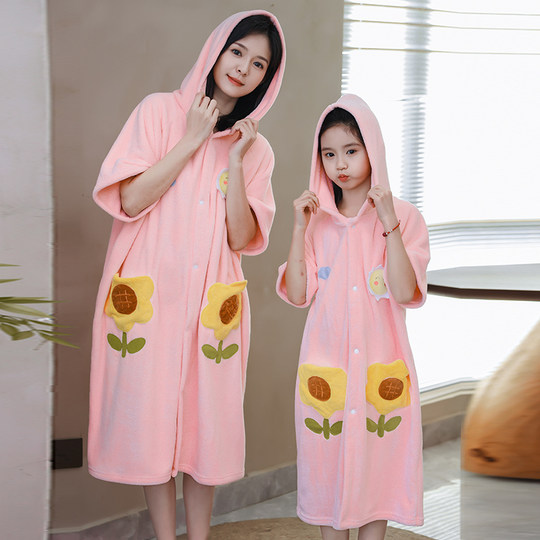 Bathrobe, las toallas de baño para niños para padres e hijos se pueden usar que el algodón puro, los vestidos de baño de baño absorbentes y de secado rápido de los adultos de baños