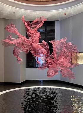 不锈钢金属网立体金鱼空中悬挂软装吊饰防撞雕塑酒店大堂会所展厅