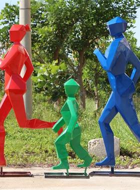 摘要玻璃钢跑步运动人物雕塑户外公园森林景观学校体育馆装饰摆件