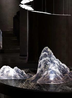 轻奢透明树脂假山组合桌面装置摆件酒店会所售楼处大厅雕塑装饰品
