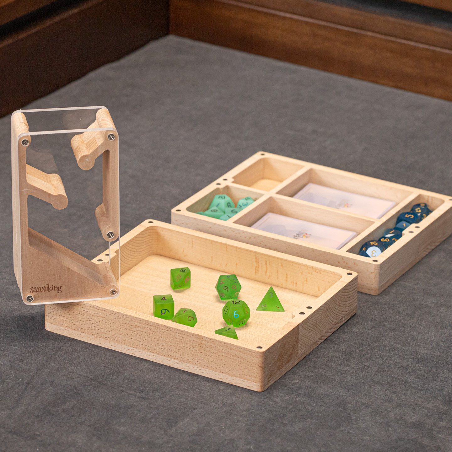 sanseking摩登骰塔收纳盒DND跑团骰子骰盘桌游骰塔可折叠设计木盒,淘宝优惠券,粉丝福利购,淘宝优惠卷