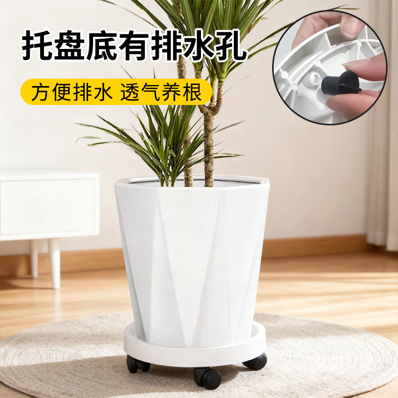 陶瓷大花盆带滑轮托盘高筒简约落地客厅阳台发财树天堂鸟落地绿植,淘宝优惠券,粉丝福利购,淘宝优惠卷