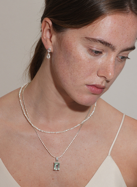 SOFTROOM方冰晶白水晶竹节项链