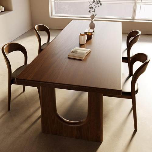 餐桌全实木饭桌家用原木北欧风吃饭桌子桌椅实木餐桌一桌四椅组合 - 图2