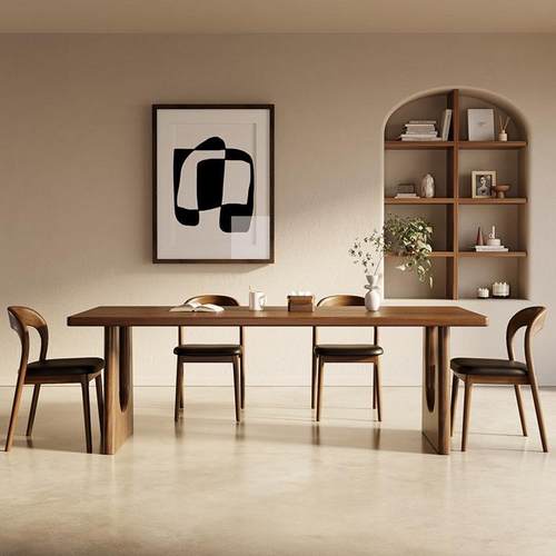 餐桌全实木饭桌家用原木北欧风吃饭桌子桌椅实木餐桌一桌四椅组合 - 图1