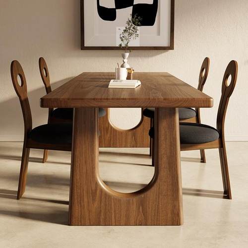 餐桌全实木饭桌家用原木北欧风吃饭桌子桌椅实木餐桌一桌四椅组合 - 图0