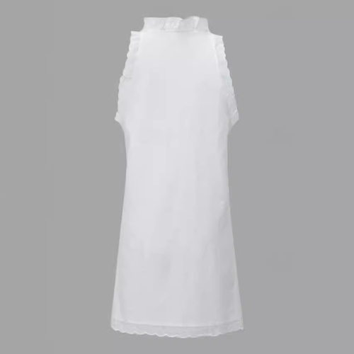A short dress with ruffled lace sleeves 拼接荷叶边无袖连衣裙 - 图0