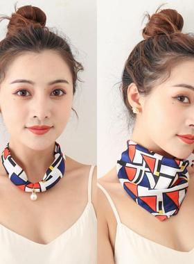 甲状腺术后遮挡丝巾颈饰疤痕神器夏项链珍珠吊坠百变围脖薄款锁骨