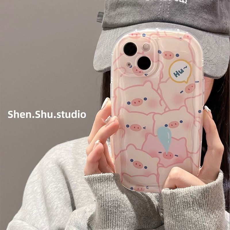 粉色卡通猪猪适用小米15手机壳小米14/13/12气垫硅胶防摔civi4Pro可爱红米note14全包k80/70日韩turbo3保护套 - 图0