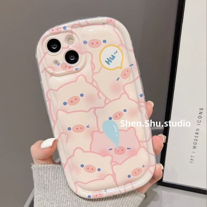 粉色卡通猪猪适用小米15手机壳小米14/13/12气垫硅胶防摔civi4Pro可爱红米note14全包k80/70日韩turbo3保护套 - 图2