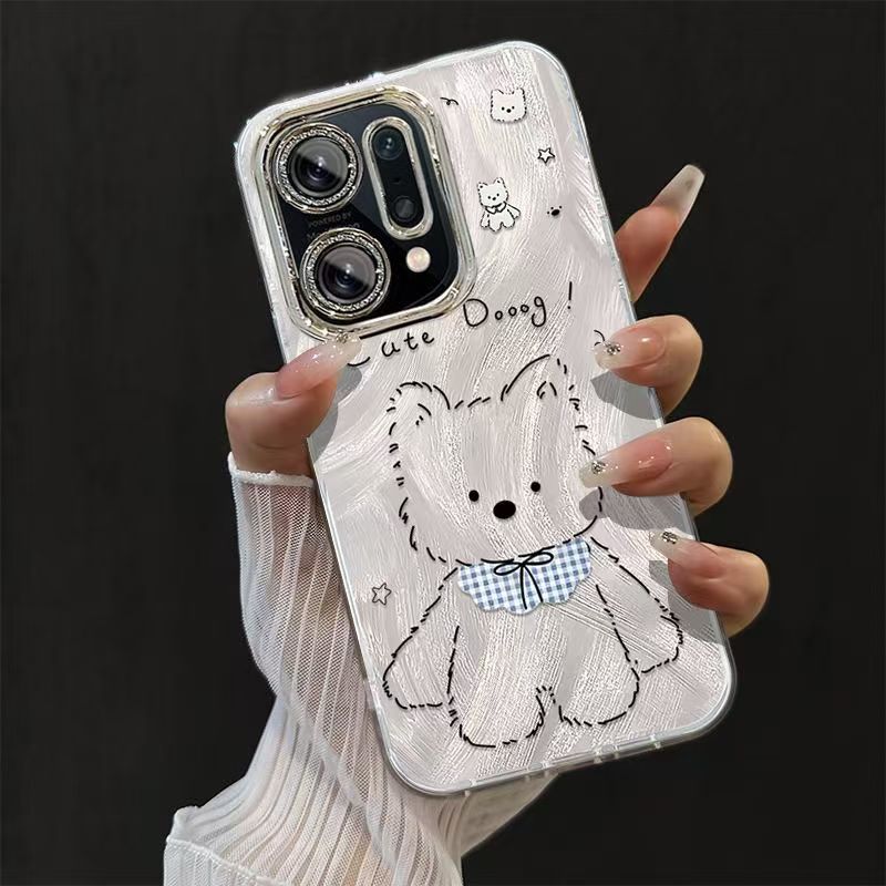 Oppo findx5 mobile phone case pffm10 soft opfindx5pro protective case 5g lens all-inclusive anti-fall pfem10 personalized creative findx5por cartoon cute flndx5por female model