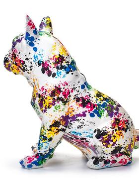 现代简约炫彩动物斗牛犬树脂工艺品客厅卧室电视柜摆件跨境