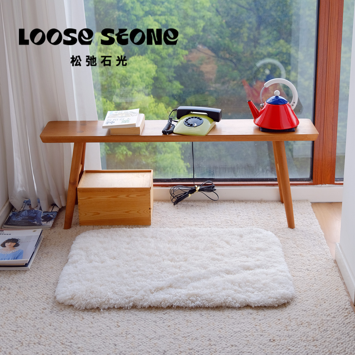 圆形浴室主卧室床边地毯梳妆台摇摇椅植绒儿童抓周地垫防滑环 - 图3