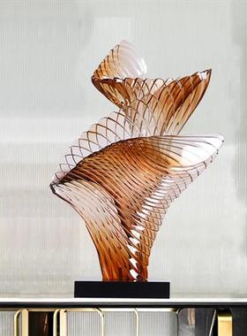 售楼部酒店大堂大型落地雕塑玄关客厅桌面摆件家居装饰品透明树脂