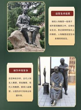 铸铜人物铜像定制大型玻璃钢雕塑真人肖像校园文化头像定制厂家