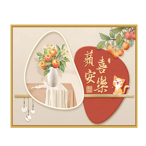 柿柿如意餐厅装饰画现代简约饭厅餐桌夕厅壁画进门客厅背景墙贴画 - 图3