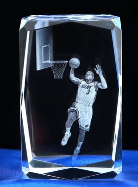 NBA篮球迷礼物科比乔丹韦德詹姆斯篮球俱乐部纪念品水晶内雕摆件