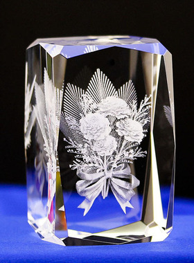 创意3D小水晶工艺品康乃馨花束内雕送妈妈老师节日纪念品暖心礼物
