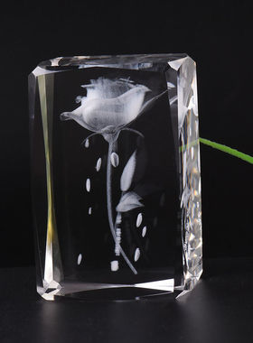 3D水晶玫瑰花浪漫情人节礼物送女友女同学生日创意结婚纪念日摆件