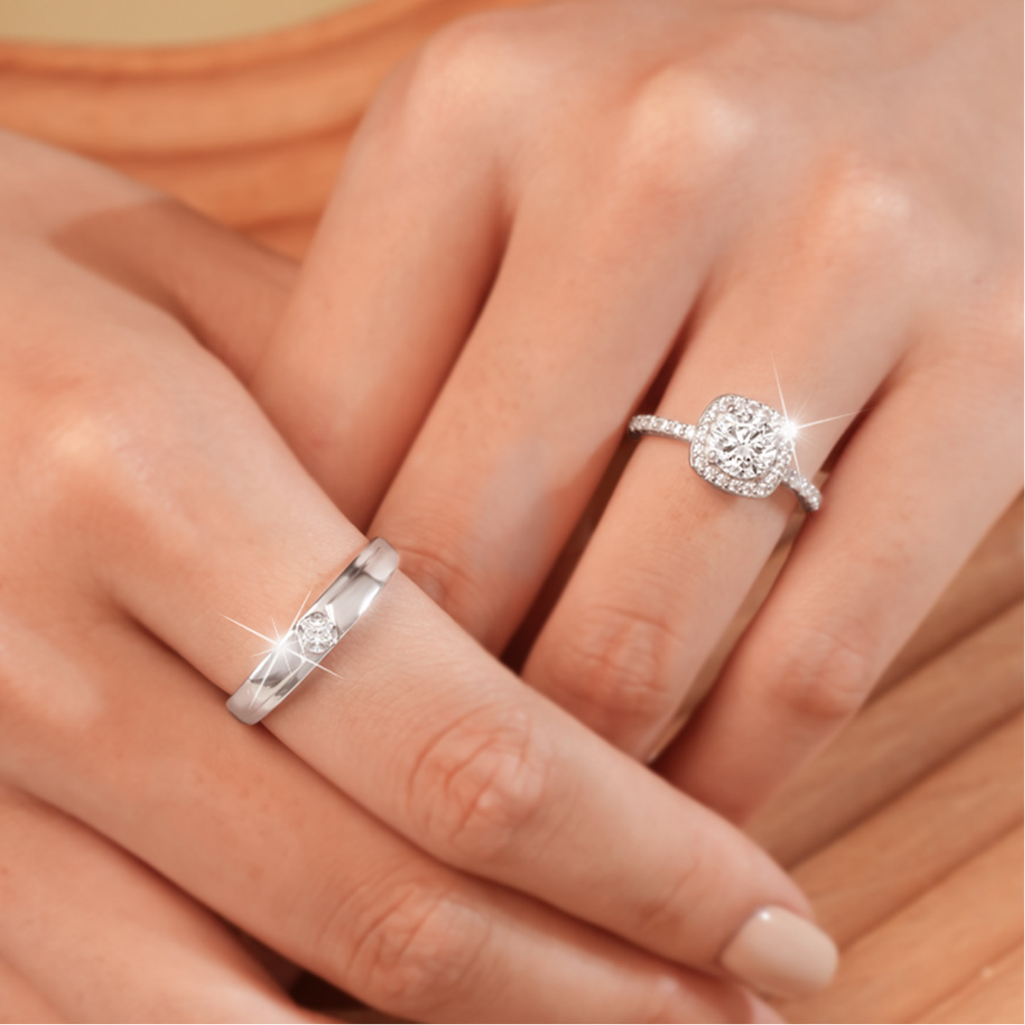 1 carat moissanite sugar cube platinum plated diamond ring