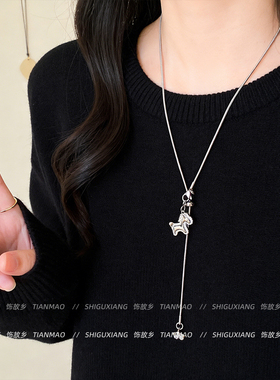 小马吊坠长款项链女秋冬毛衣链