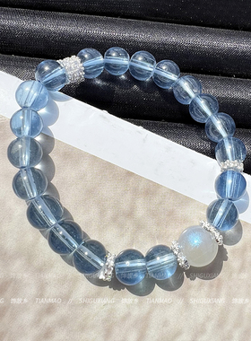 蓝色水晶手链女小众设计精致
