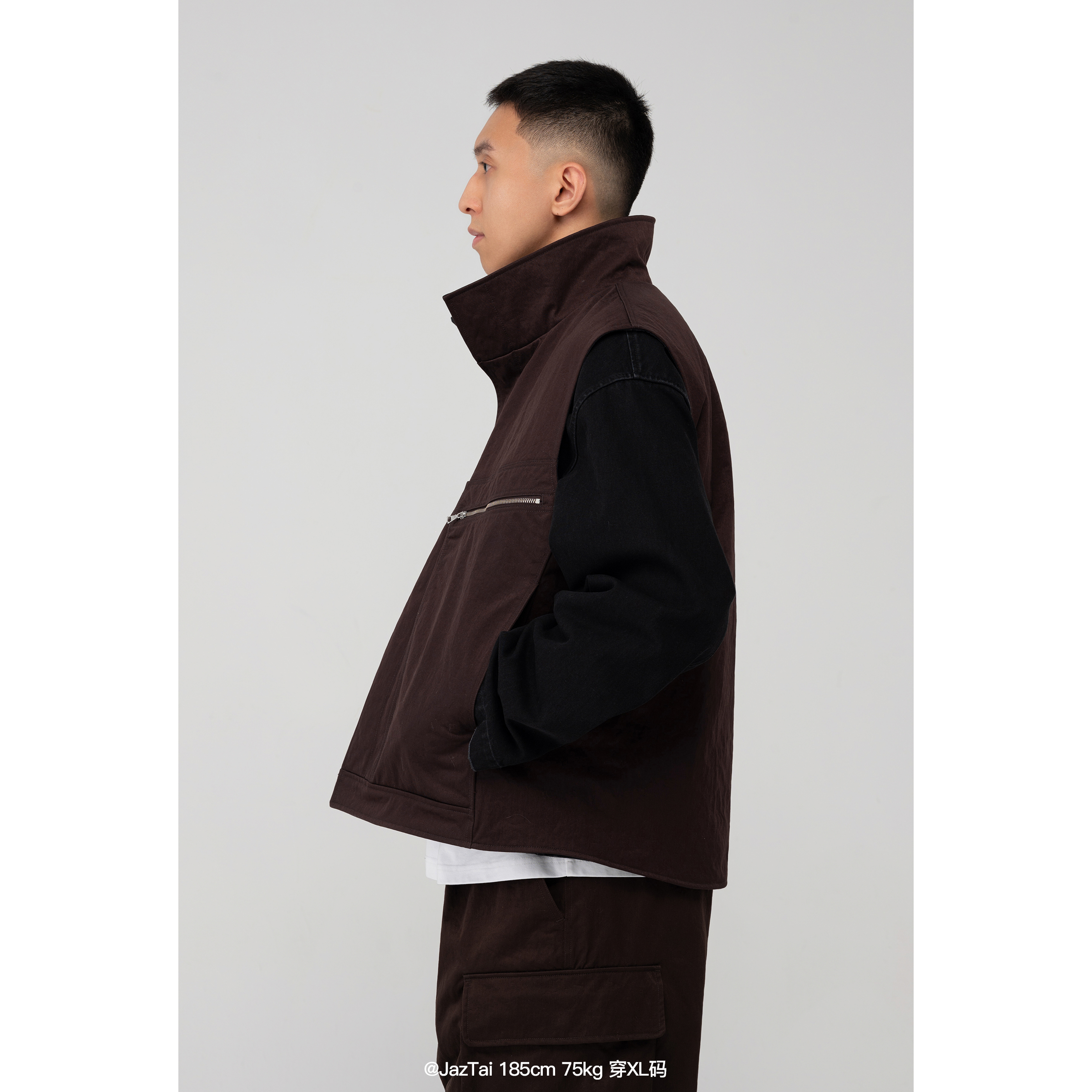 INTERPLAY 硬挺棉服马甲工装夹克 - 图2