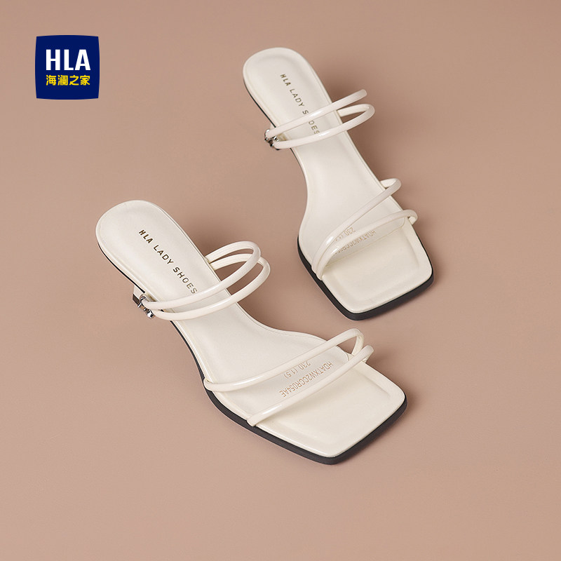 HLA/海澜之家女鞋2025冬季新款低跟凉鞋女仙女风配裙子一字凉拖鞋,淘宝优惠券,粉丝福利购,淘宝优惠卷