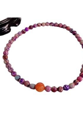 天然帝皇石双层手链女小众高级感松石手串个性红玛瑙手饰配饰