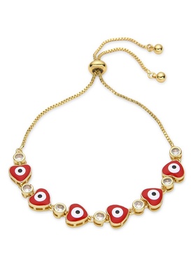 欧美微镶锆石爱心滴油恶魔眼睛可推拉手链饰品 6颜色