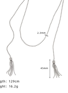 XL538 鲸雨饰品 民族风毛衣链流苏麦穗绳结长款圆珠 钛钢不掉色