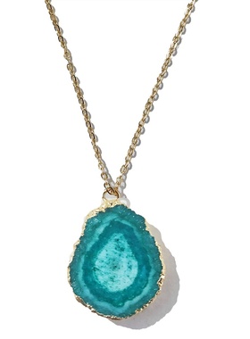 天然水晶花吊坠 圆形彩色加色水晶太阳花镀金包边项链 欧美