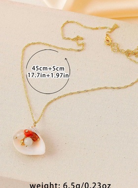 海洋系列锁骨链贝壳海螺吊坠项链女彩色欧美多巴胺天然石锁骨链