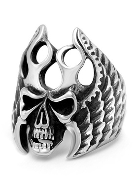 欧美复古霸气钛钢男士戒指指环个性潮酷另类骷髅头饰品配饰SA874