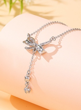 日韩流苏蝴蝶结项链女轻奢小众简约百搭铃兰花吊坠锁骨链饰品