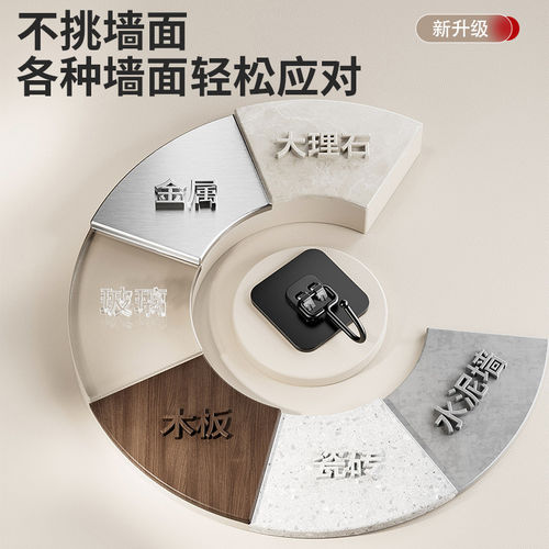 挂钩免打孔强力承重浴室墙壁无痕挂钩厨房粘胶壁挂式贴粘钩子贴墙 - 图1